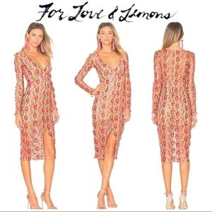 For Love And Lemons Floral Lace Dress - Pink 017500